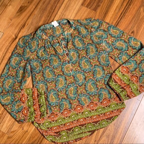 90s vintage shirt. sheer paisley 1/2 button up shirt small Harry styles - Picture 1 of 8